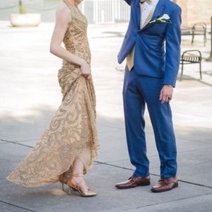 Sherri Hill Gold Beaded Prom Dress